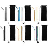 Stainless Steel Reusable Collapsible Drinking Straw with Cleaning Brush and Carrying Bag