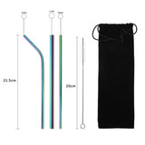 Stainless Steel Reusable Collapsible Drinking Straw with Cleaning Brush and Carrying Bag