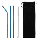 Stainless Steel Reusable Collapsible Drinking Straw with Cleaning Brush and Carrying Bag