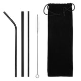 Stainless Steel Reusable Collapsible Drinking Straw with Cleaning Brush and Carrying Bag